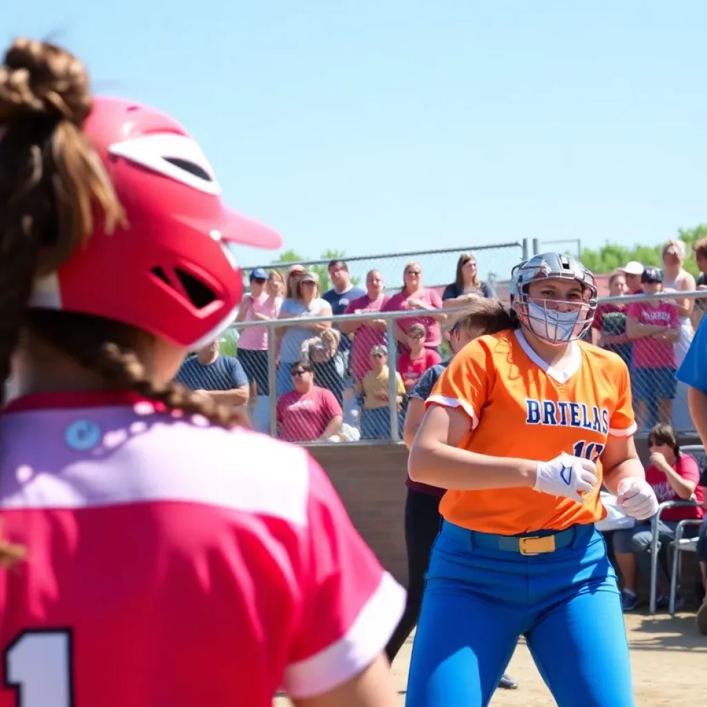 Players in action during the Indiana High School Softball Tournament