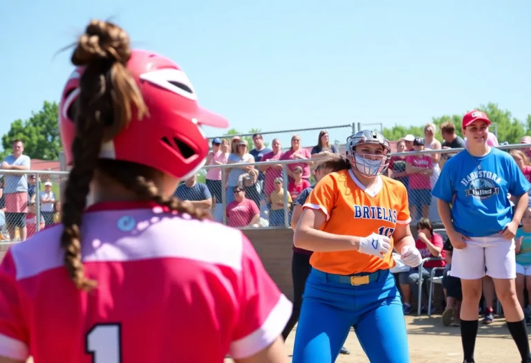 Players in action during the Indiana High School Softball Tournament