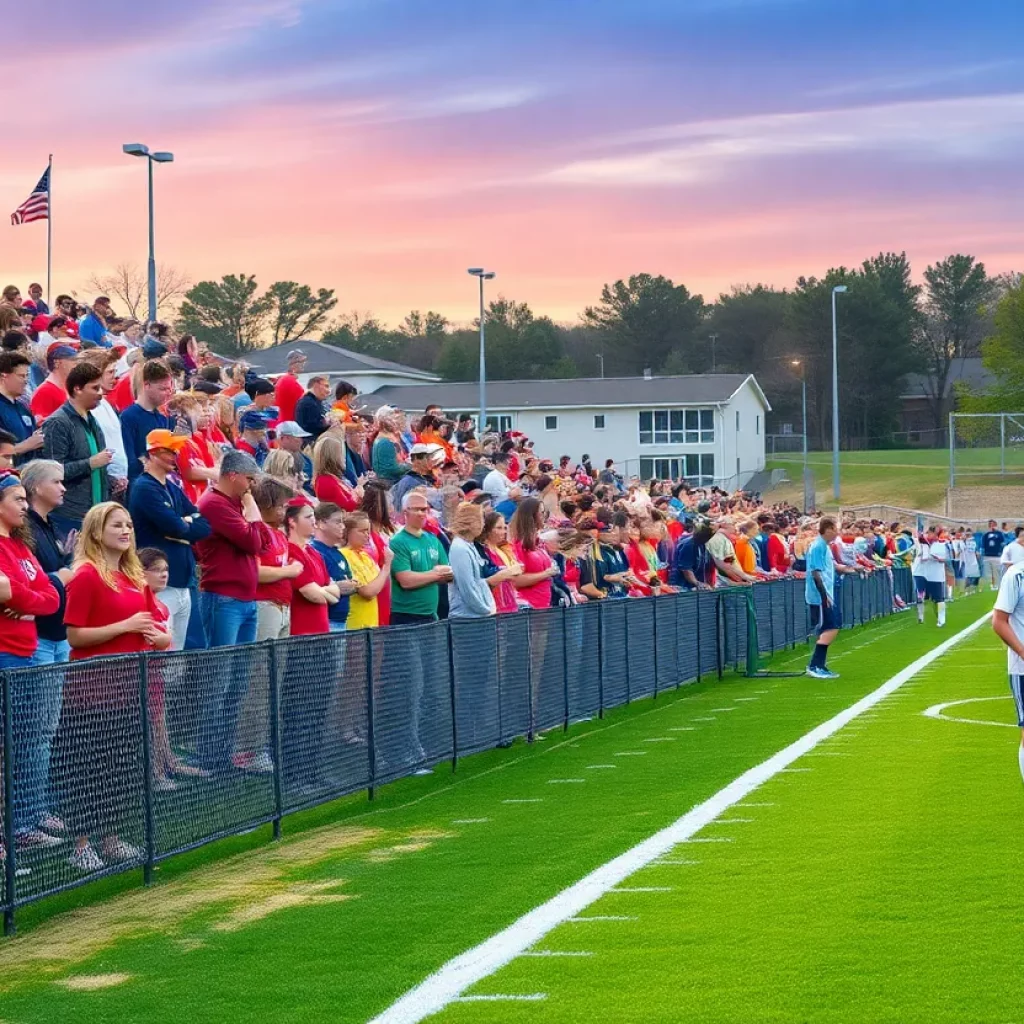 Crowd cheering at the Iowa Girls High School Soccer State Tournament