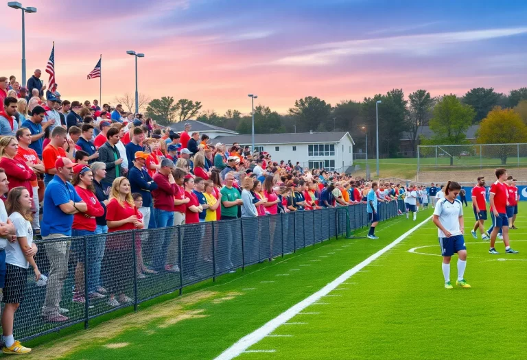 Crowd cheering at the Iowa Girls High School Soccer State Tournament