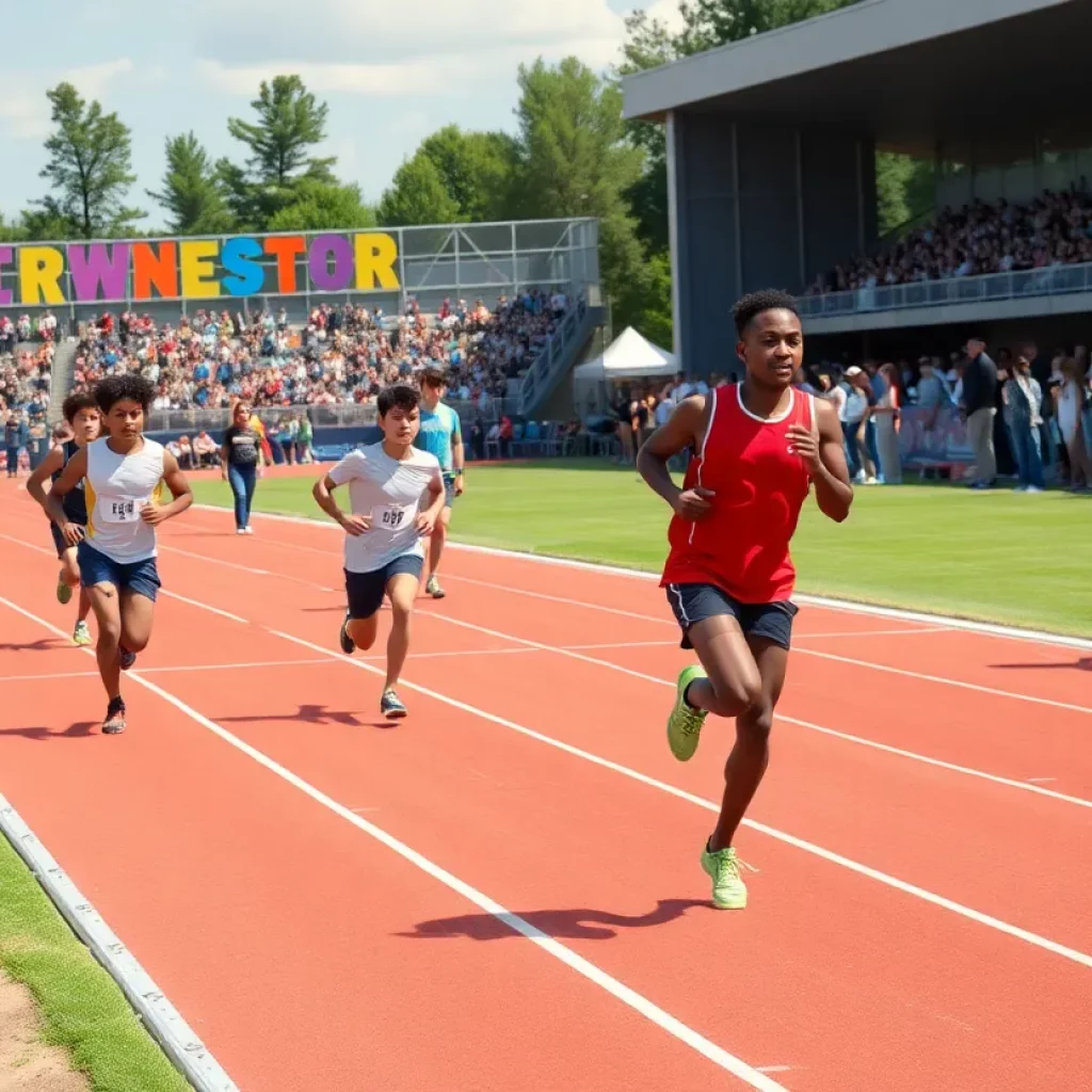 Athletes competing in Iowa high school track and field events