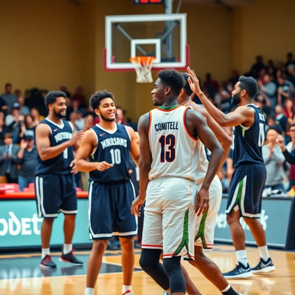 Celebration of a basketball commitment