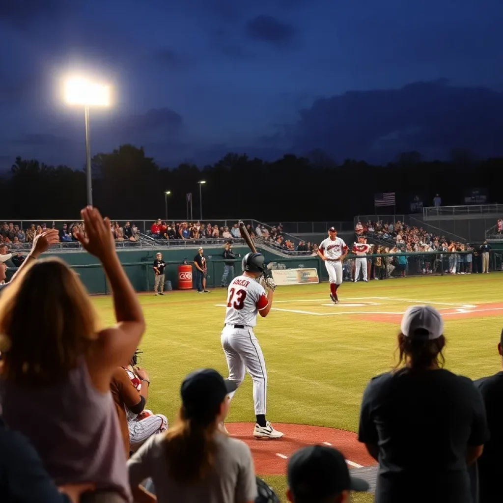 Players celebrating after winning the Kansas high school baseball championship.