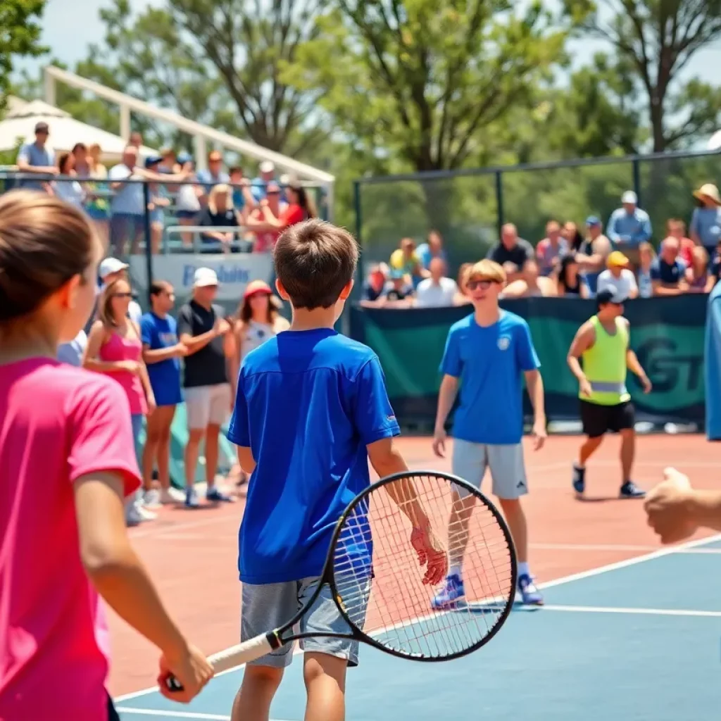 Young athletes competing in tennis at the Kansas High School State Tournament