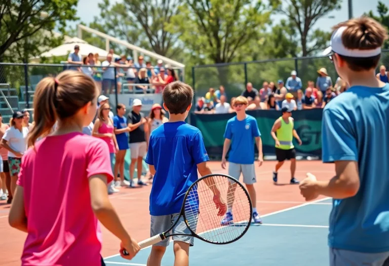 Young athletes competing in tennis at the Kansas High School State Tournament