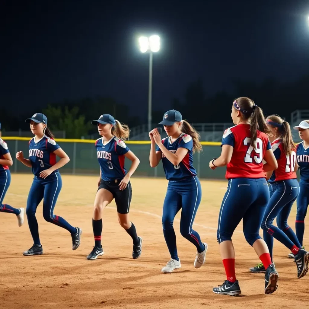 Kaukauna high school softball team during a game