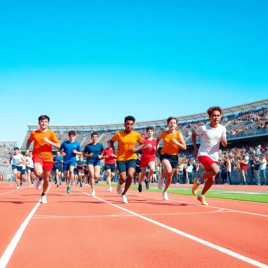 Athletes competing at the Nebraska High School Track and Field Meet