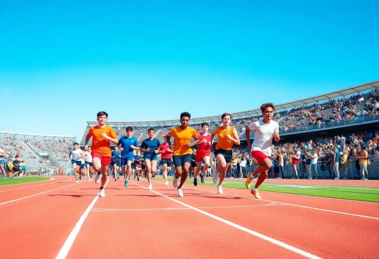 Athletes competing at the Nebraska High School Track and Field Meet