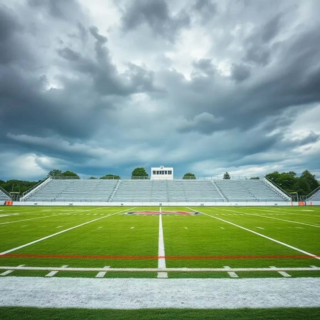 Empty football field at Kettle Run High School