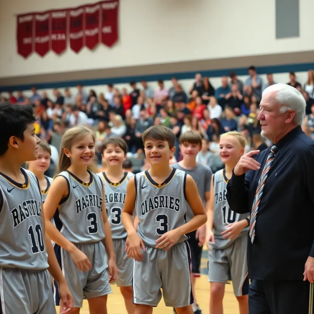 Lady Blue Tornado basketball team in action