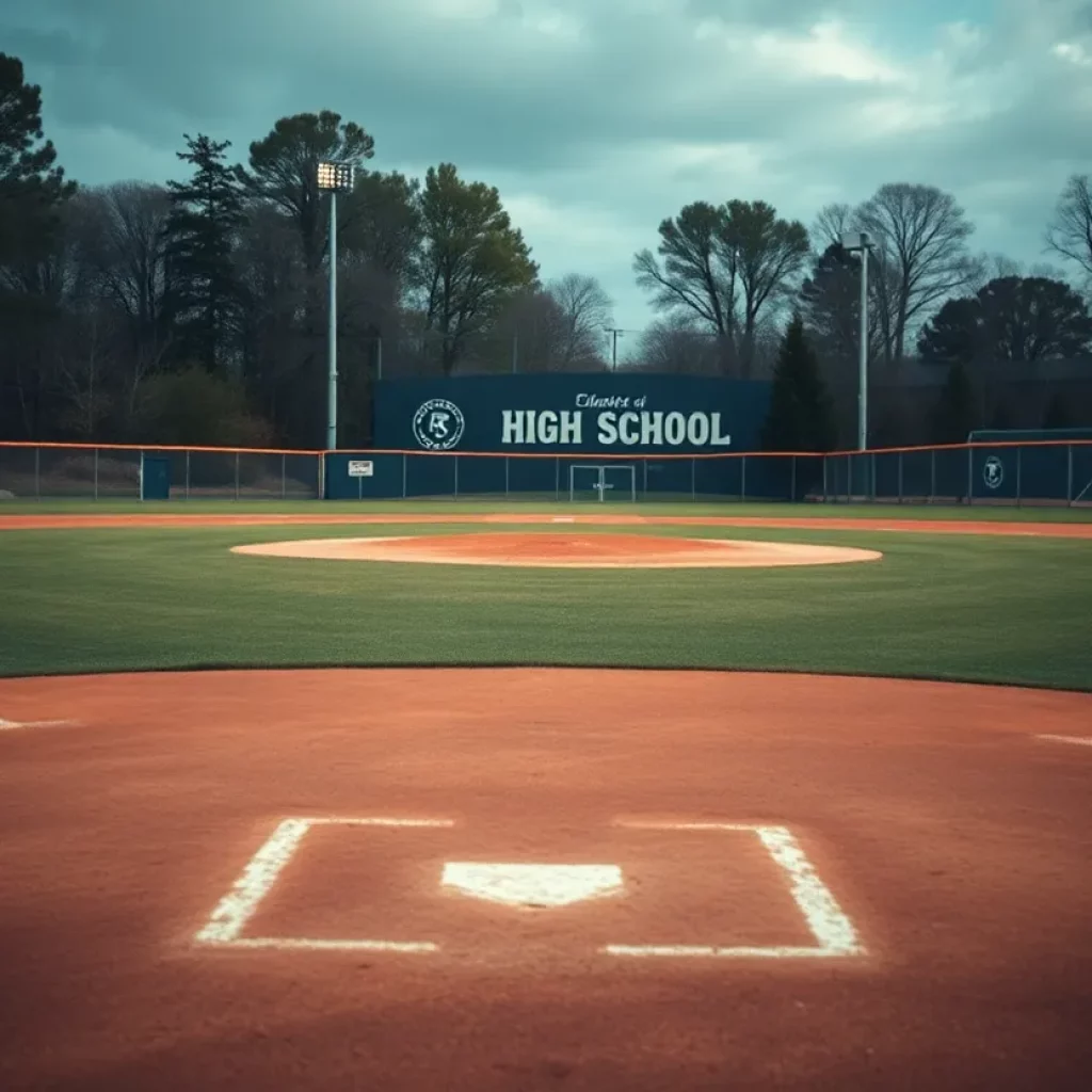 An empty high school baseball field in Livingston, symbolizing tragedy.