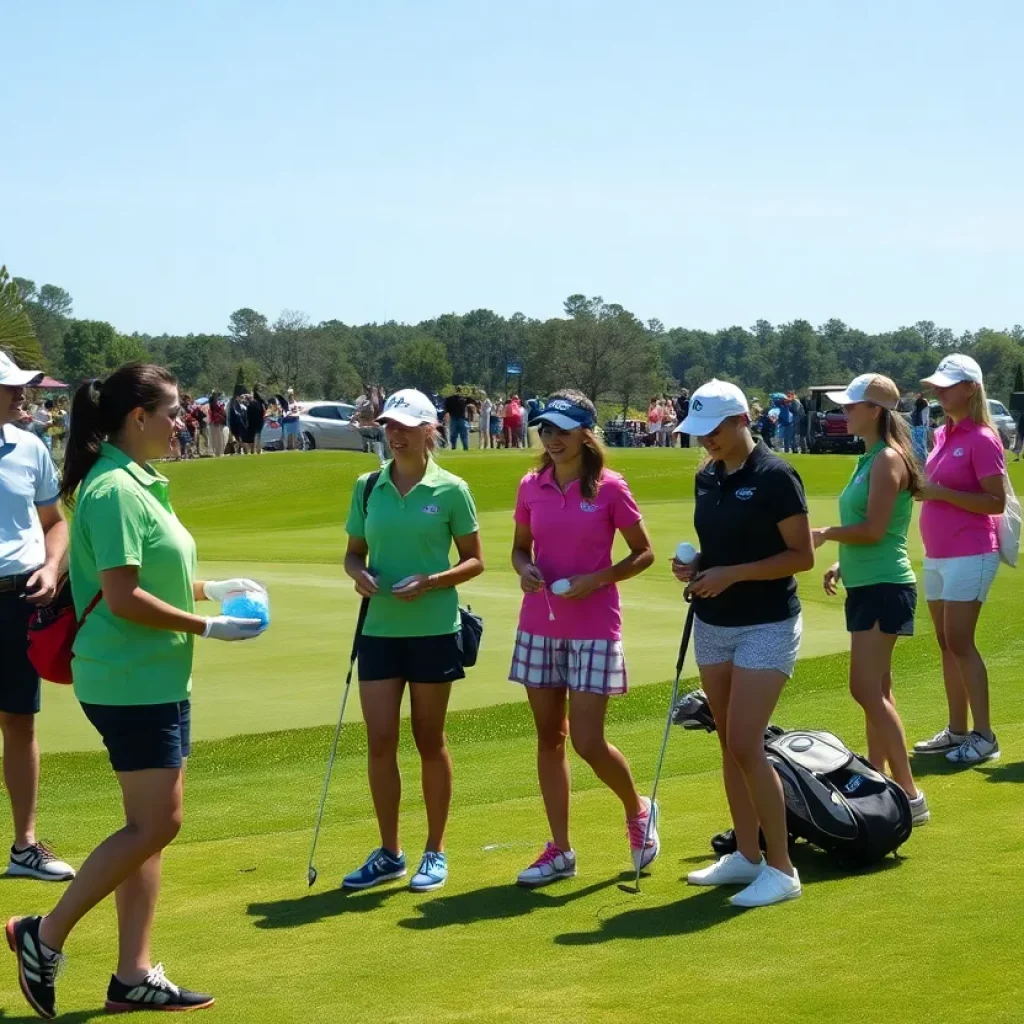 Young volunteers assisting at the U.S. Women's Open golf tournament