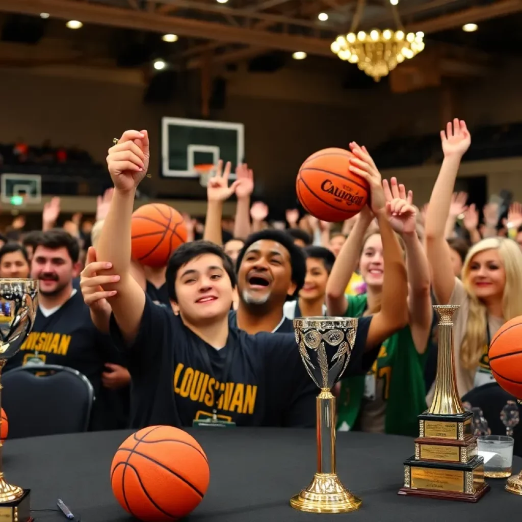 Attendees enjoying the Louisiana Basketball Awards banquet.