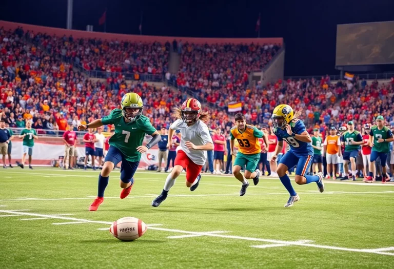 Players competing in the Louisiana flag football semifinals at Ochsner Sports Performance Center
