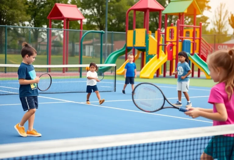 Neurodivergent youth participating in a tennis clinic at a playground