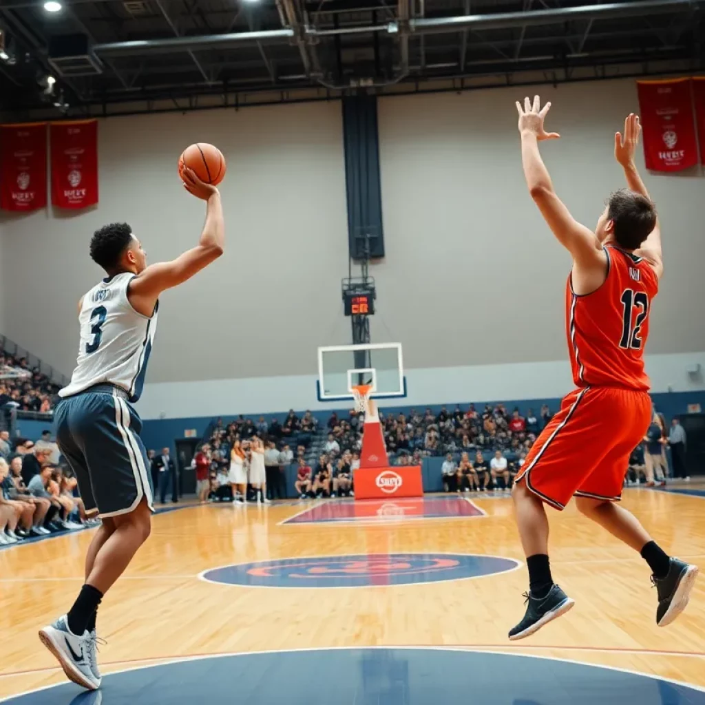 Mahanoy Area basketball players competing on the court