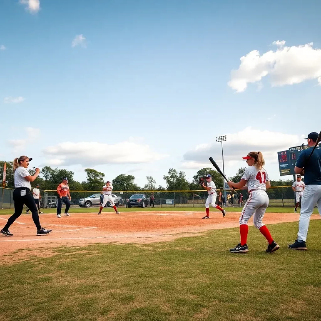 Softball game in action at Marlington High School