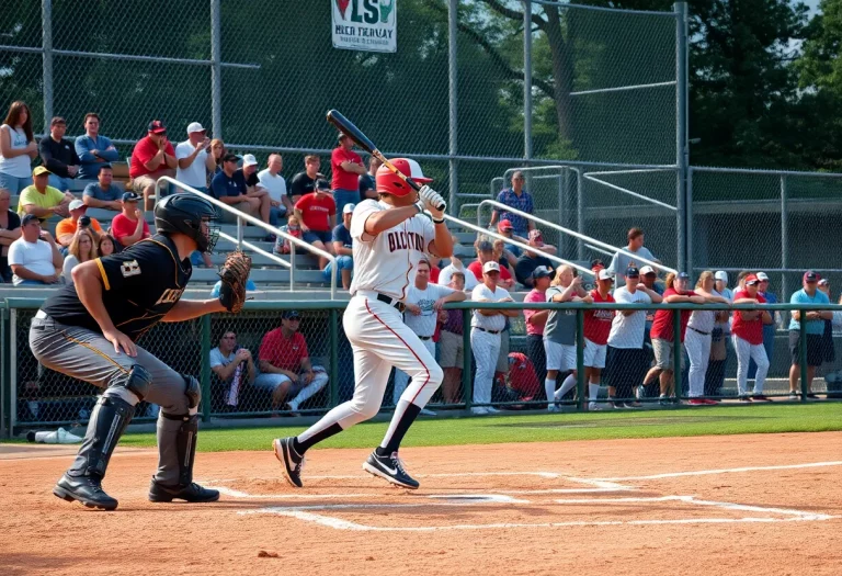 High school baseball players in action during a game in Maryland.