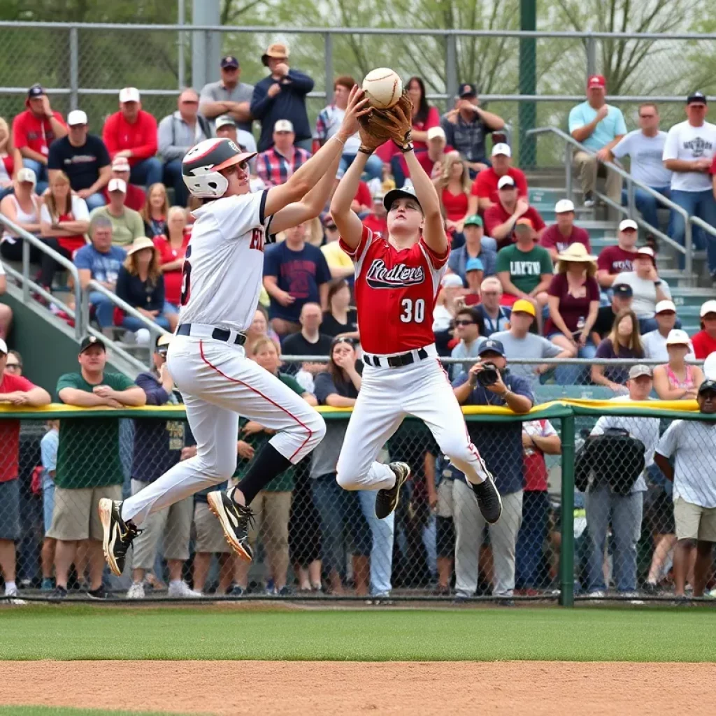 High school baseball player making a remarkable catch
