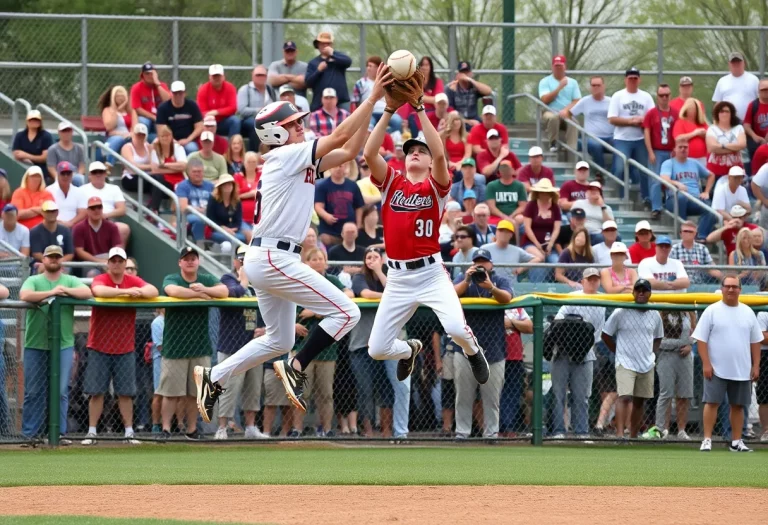 High school baseball player making a remarkable catch