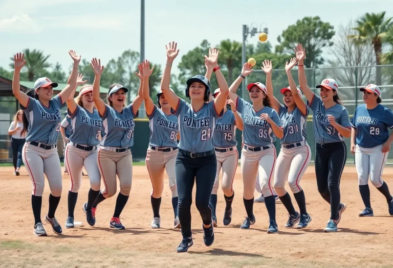 Melissa Lady Cardinals softball team celebrating a victory