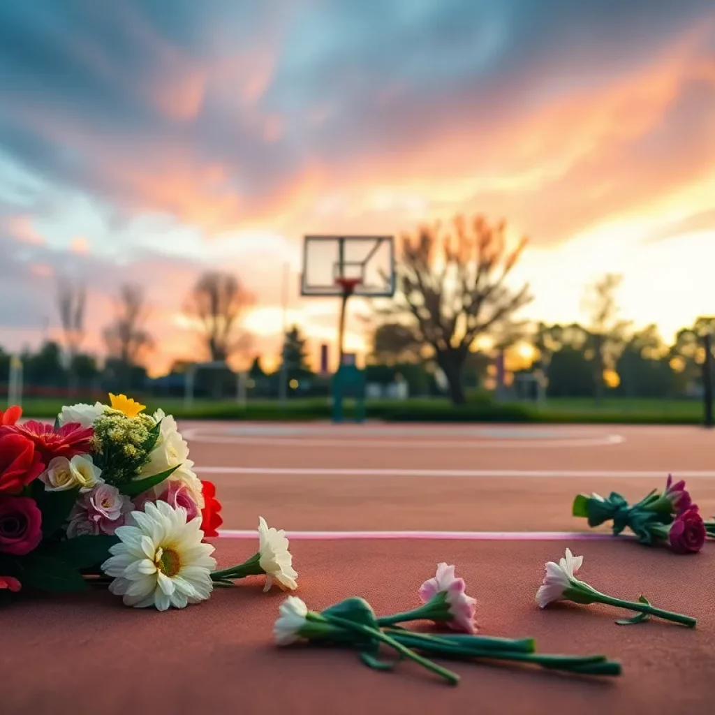 Basketball court memorial for a young athlete