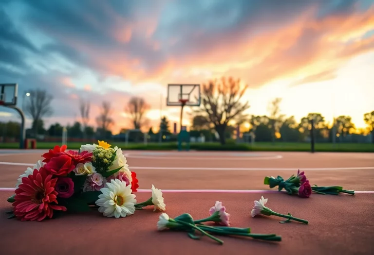 Basketball court memorial for a young athlete