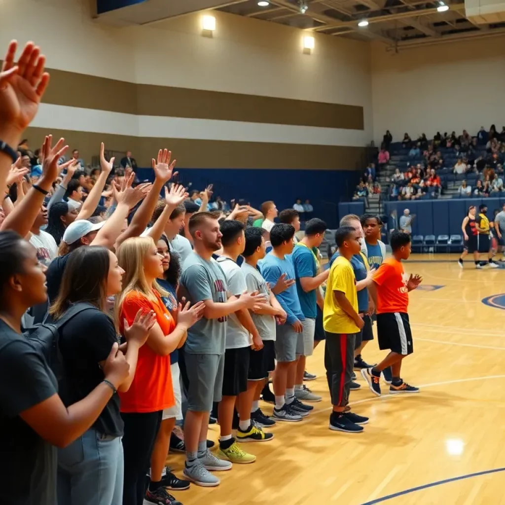 Fans cheering for Milan High School basketball team