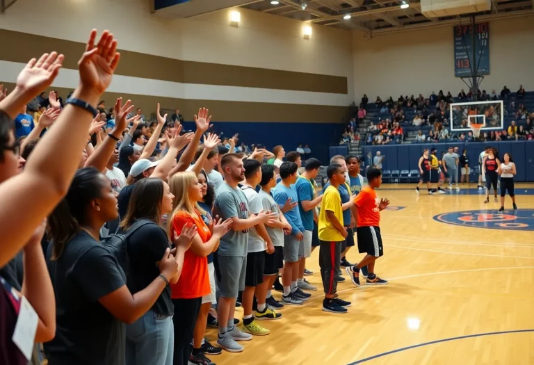 Fans cheering for Milan High School basketball team