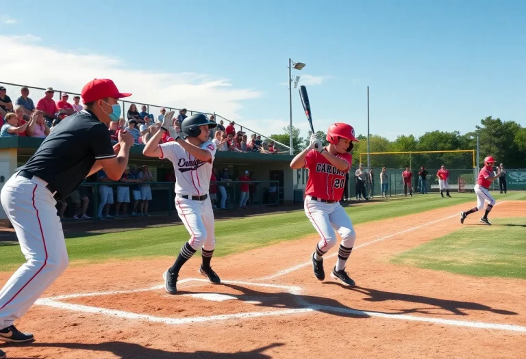High school baseball teams in action during a game in Milwaukee.