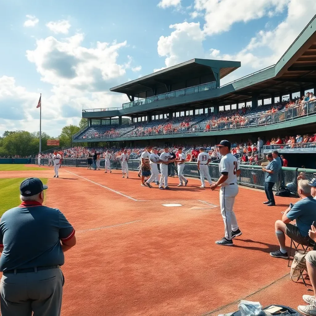 High school baseball players preparing for a game in Minnesota