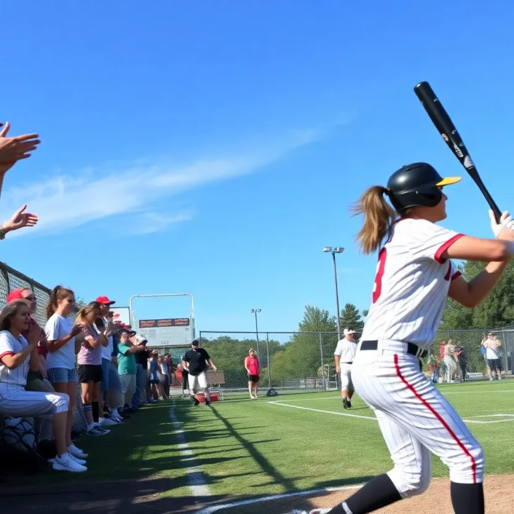 High school softball players in action during a game in Minnesota.