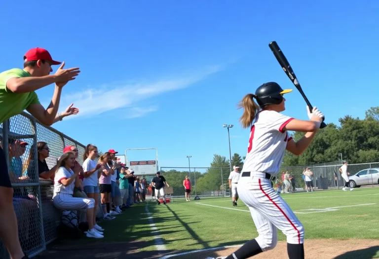 High school softball players in action during a game in Minnesota.
