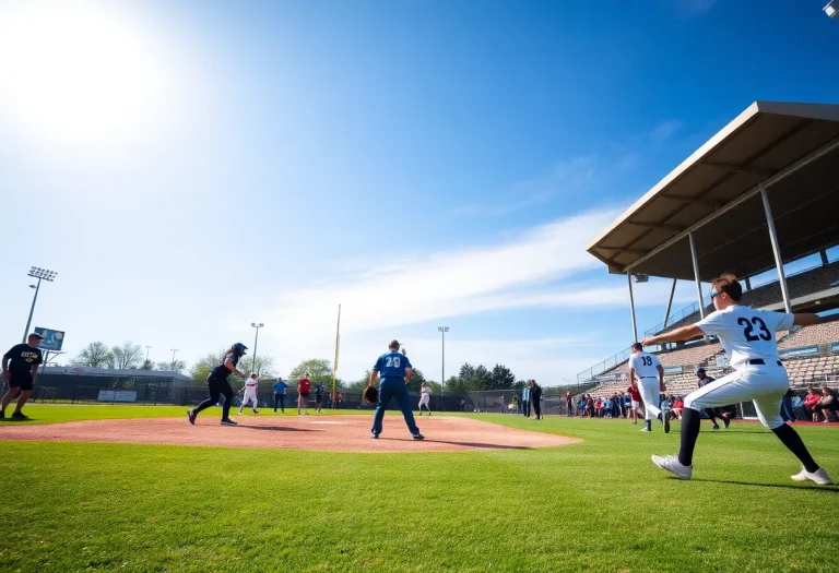 Players from the Minnetonka softball team in action on the field