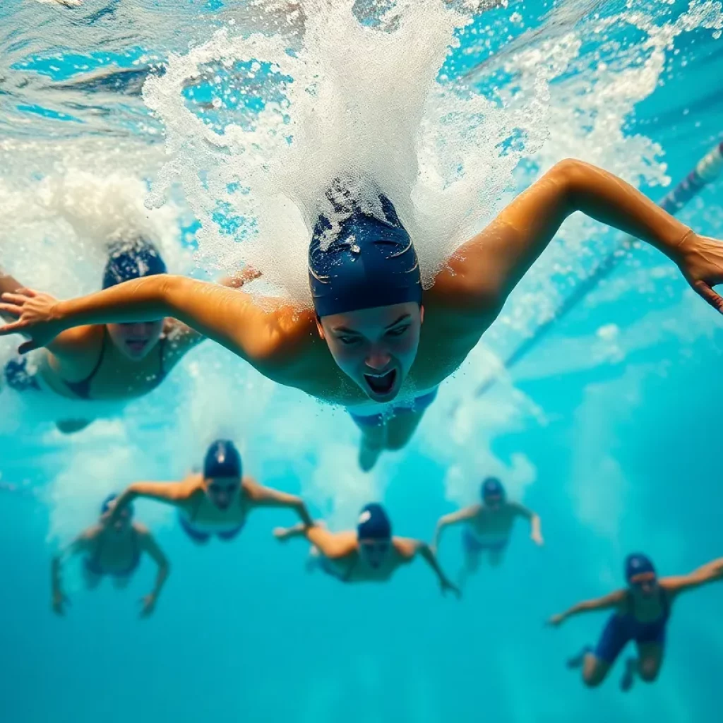 Monarch High School boys swimming team competing
