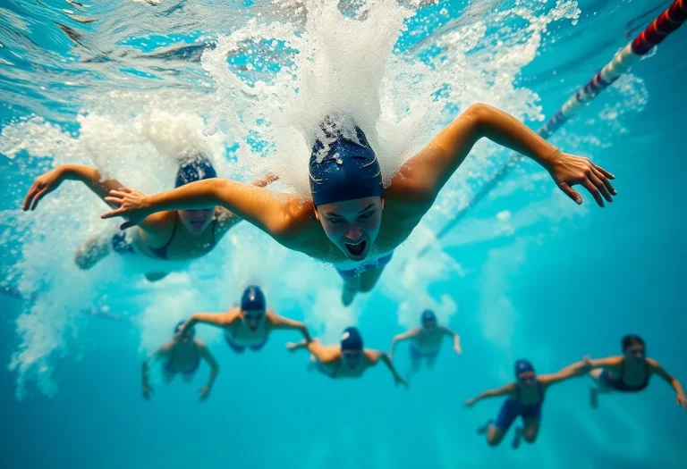 Monarch High School boys swimming team competing