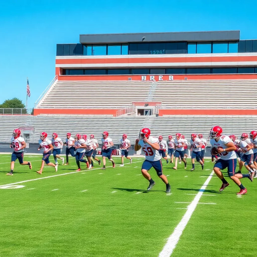 Montgomery High School football players practicing on the field