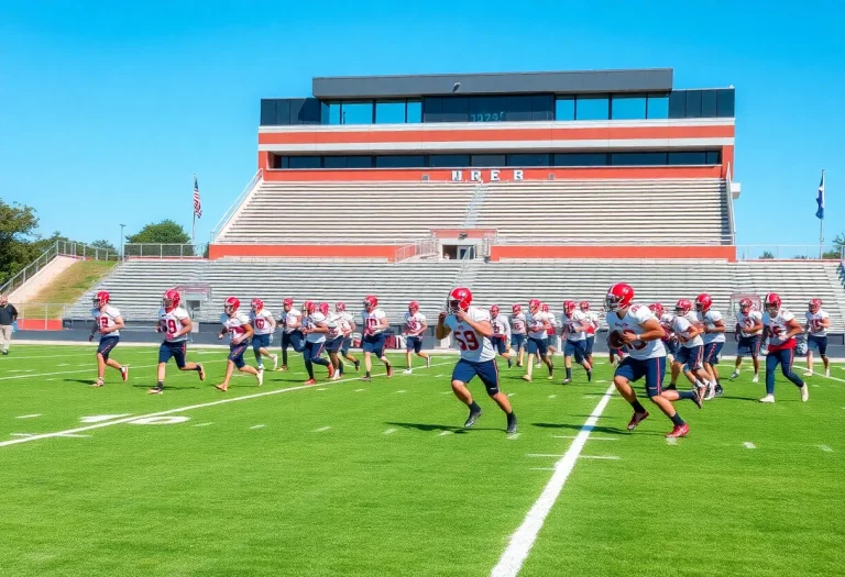 Montgomery High School football players practicing on the field