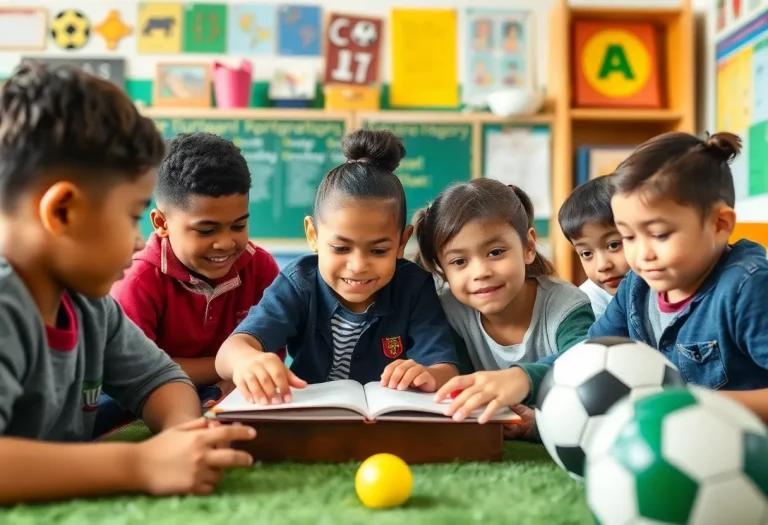 Classroom with diverse students learning English