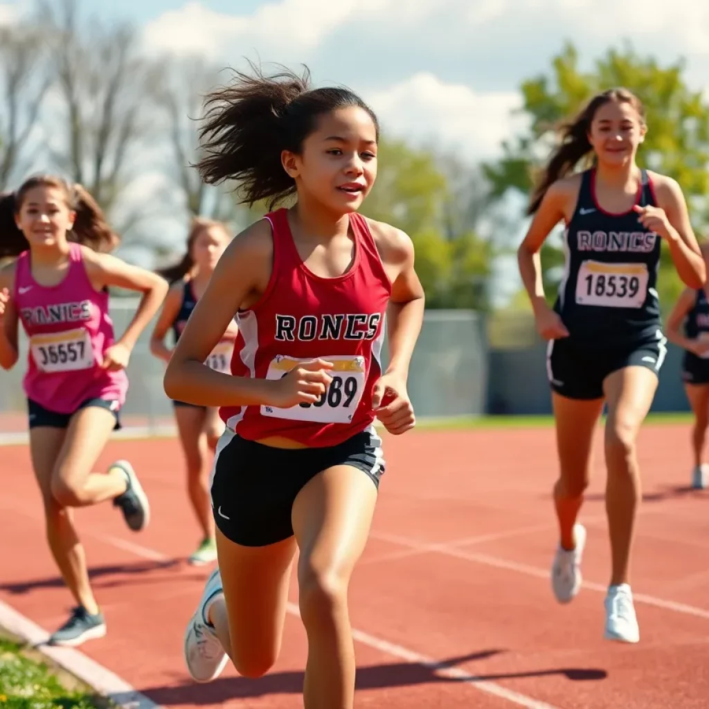 Mount Vernon Girls Track Team training on a track field