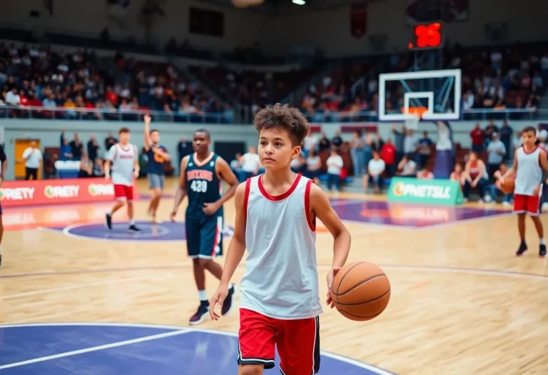 Young athlete training on a basketball court