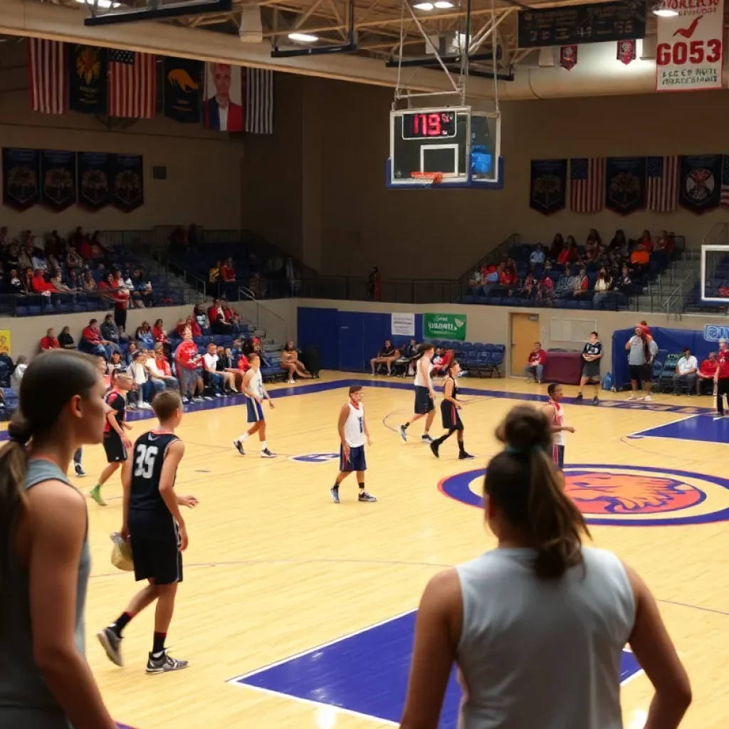 Youth athletes competing in the Native American Basketball Invitational in Phoenix