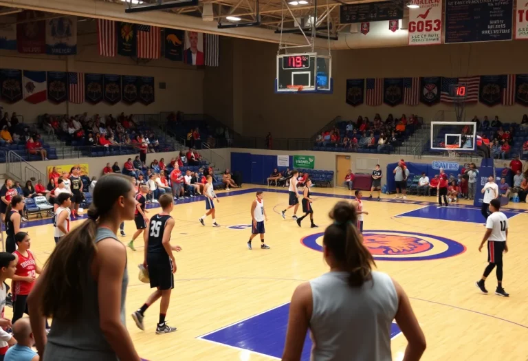 Youth athletes competing in the Native American Basketball Invitational in Phoenix