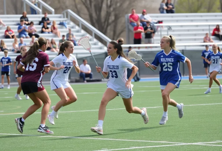 Players competing in lacrosse and girls soccer matches during playoffs