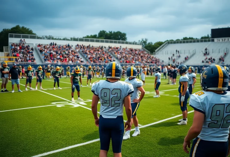 High school athletes participating in a football combine