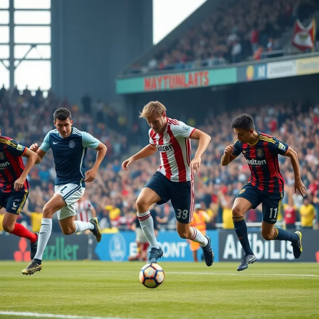 Soccer players celebrating a championship victory on the field