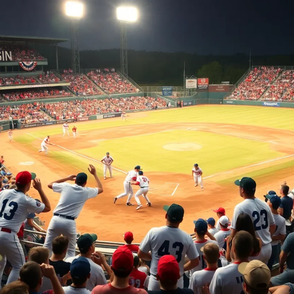 Baseball teams competing in a high school championship game