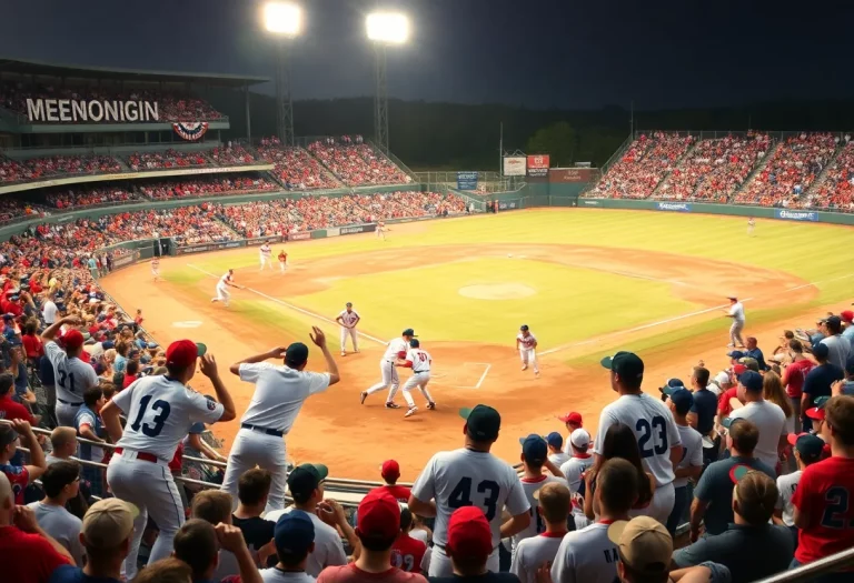 Baseball teams competing in a high school championship game