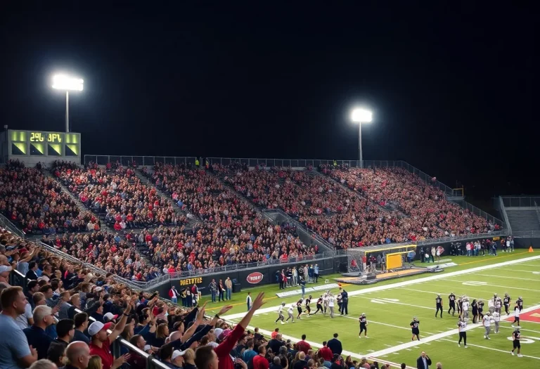 Nixa football fans celebrating commitment of a star player