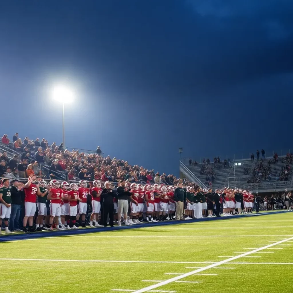 High school football players in action during a playoff game in Ohio.